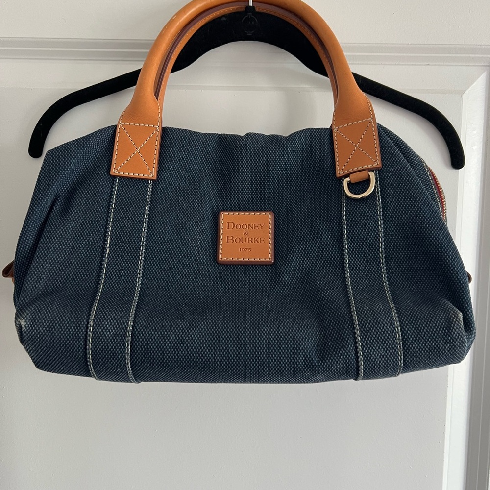 Dooney & Bourke Navy and Tan Denim Purse